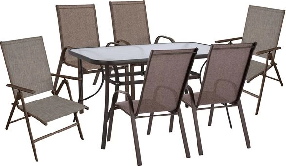 7-piece Dining Set, brown color