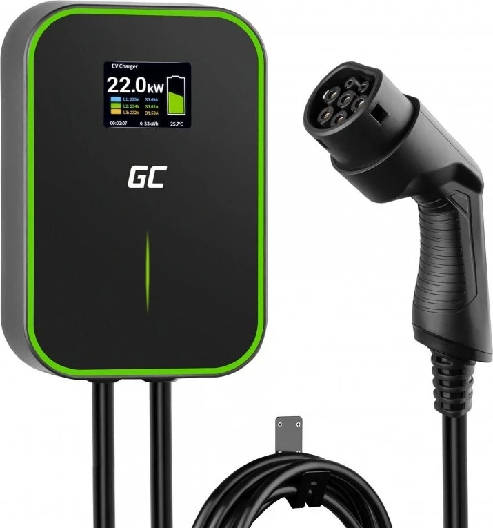 Karikues Green Cell EV për veturë elektrike + kabllo, 22kW, 6m, e zezë | foleja.al