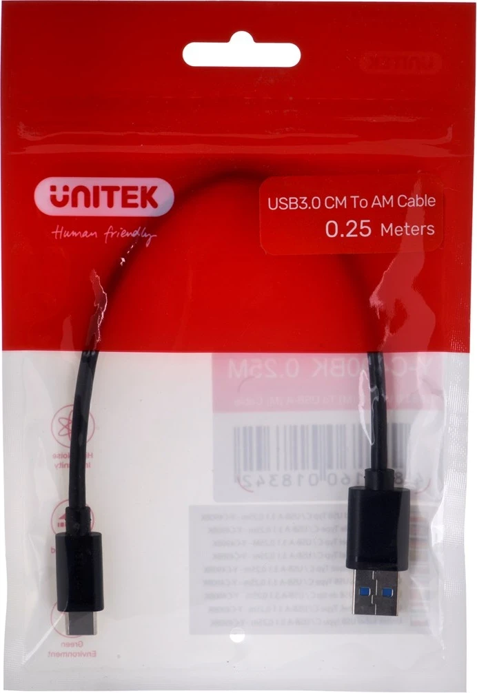 Kabllo  Unitek USB-C - USB-A, 0.25 m, e zezë | foleja.al