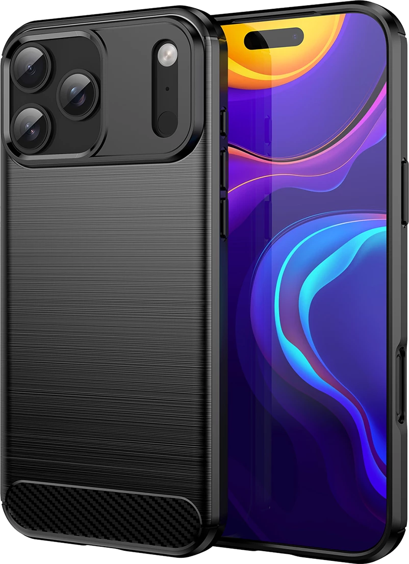 Mbështjellës Hurtel Carbon Case për iPhone 17 Pro Max, i zi | foleja.al