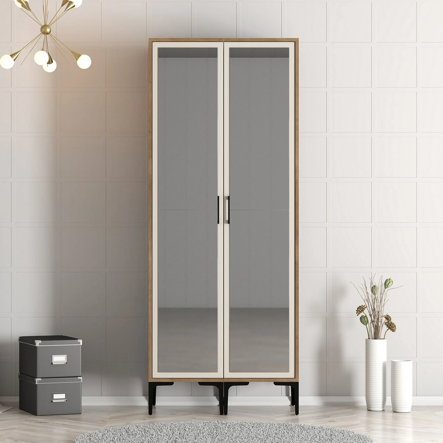 Dollap Skye Decor, ngjyrë arre dhe krem, Kumsal RR | foleja.al