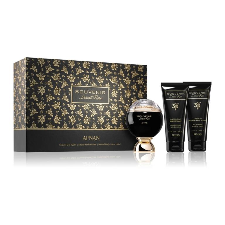 Set Dhuratë Afnan Souvenir Desert Rose EDP 100 ml + Krem Dushi 100 ml + Locion Trupi 100 ml
