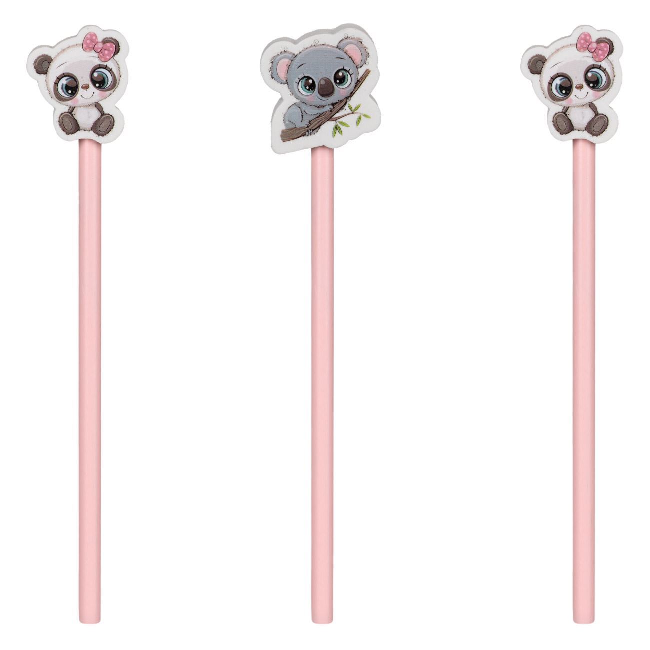 Panda and Koala Design Pencils 3 Pieces