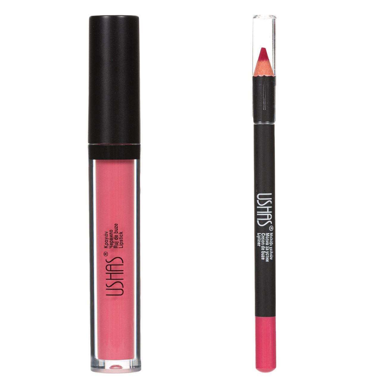 Pastel pink matte lipstick and lipliner