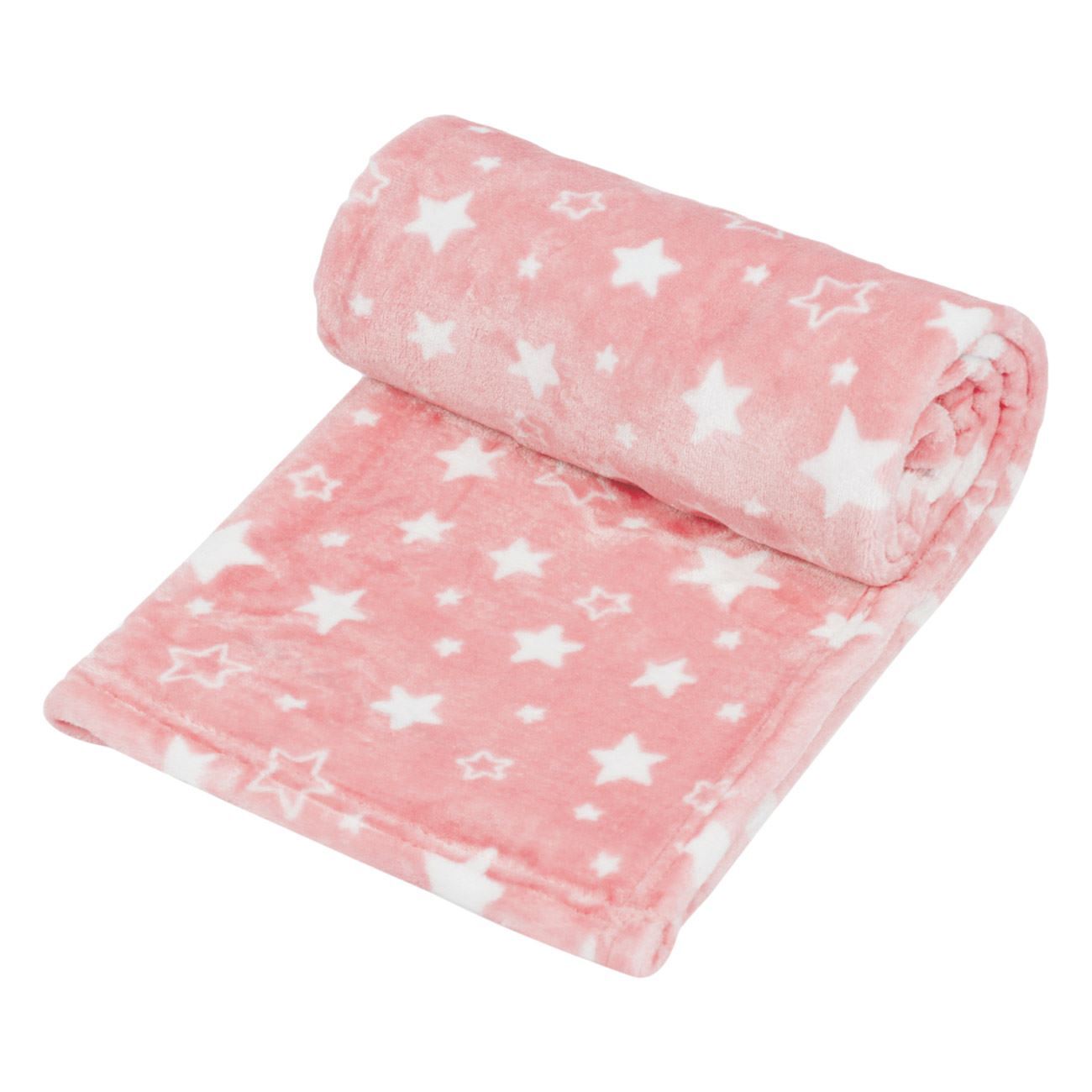 Baby Pink Velvet Blanket with Stars 75x100