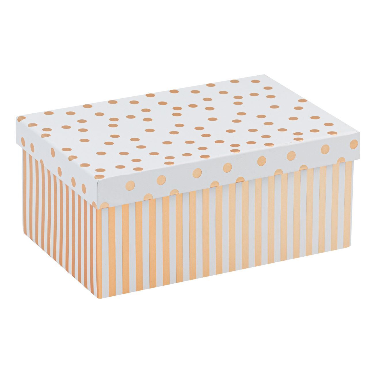 Gift Box with Gold Dots &amp; Stripes Design 24x16x10.5cm