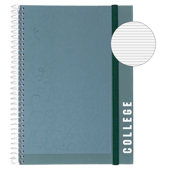 Notebook B5 Spiral 4Th Grey Green with Elastic College - 128F