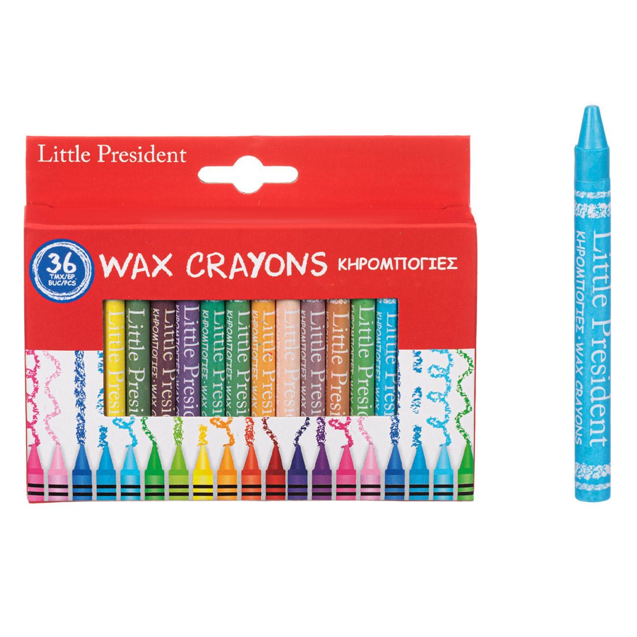 Little President Fine Crayons Various Colors - 36 pcs