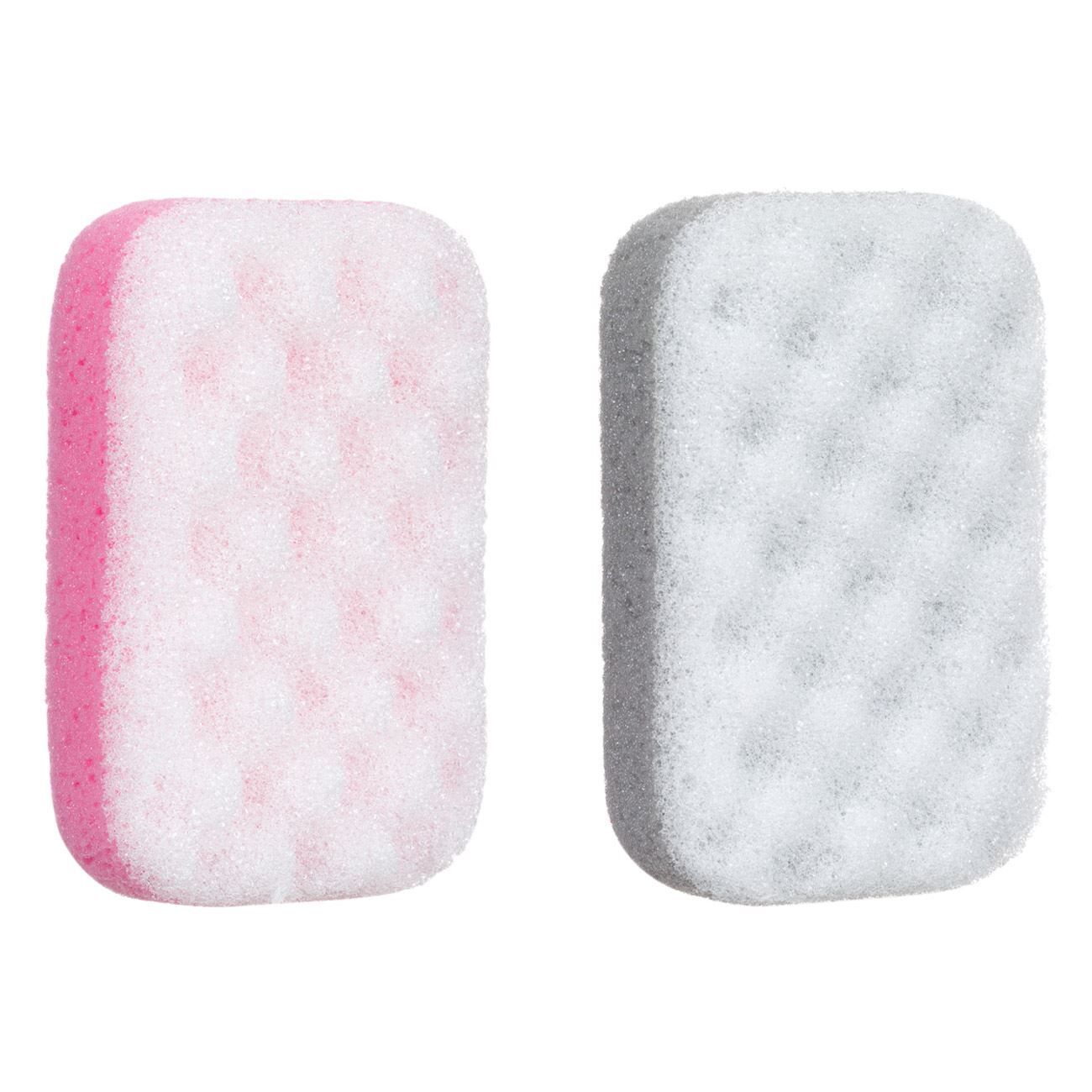 Massage Bath Sponge Gray Pink - 2 pcs