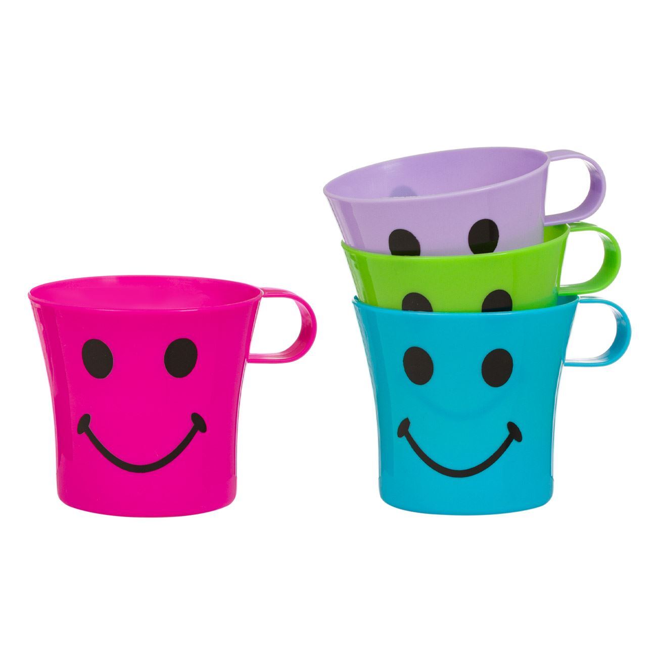 Set of 4 colorful plastic cups "Smile" 350 ml