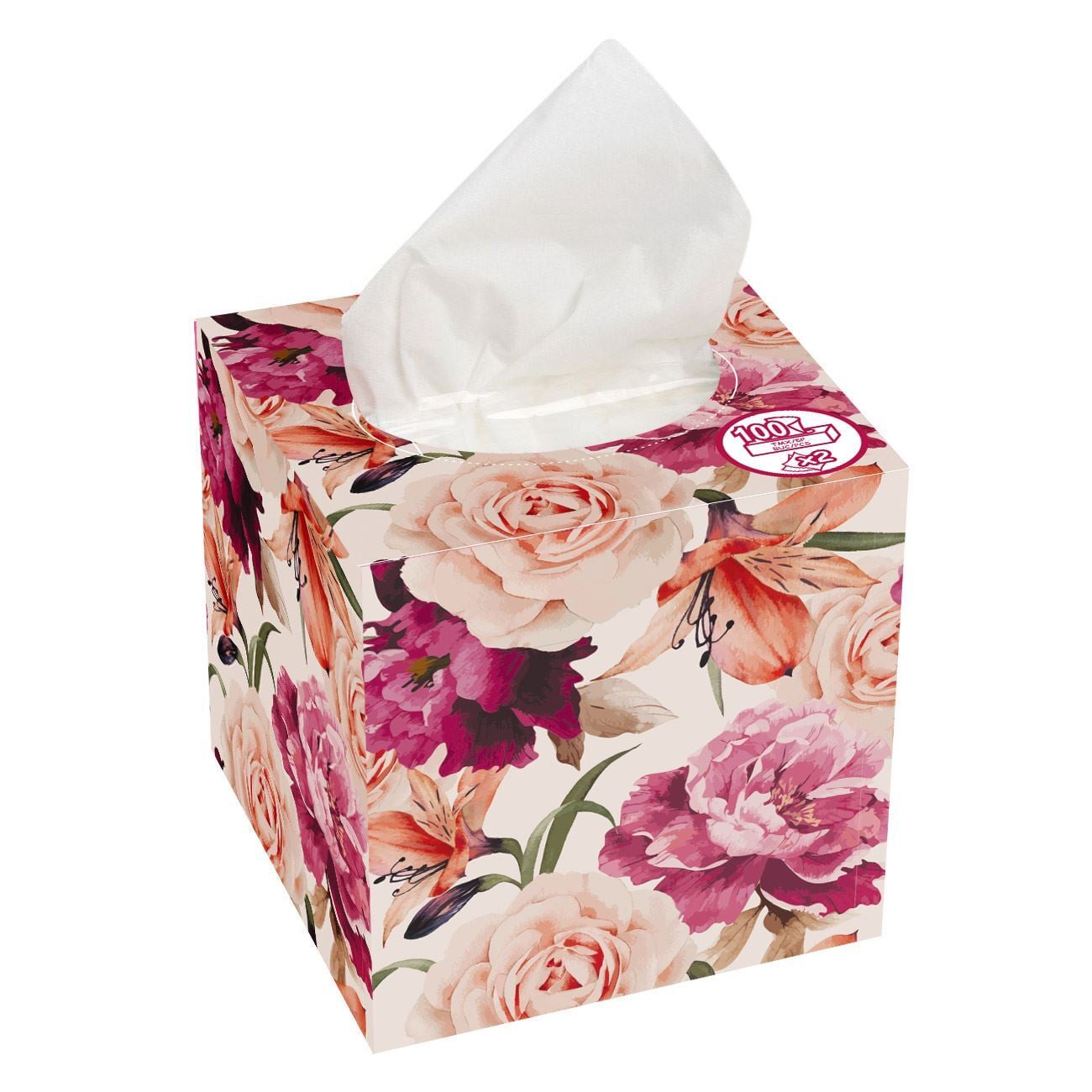 Tissues Cube Box 2 ply Floral - 100 pcs