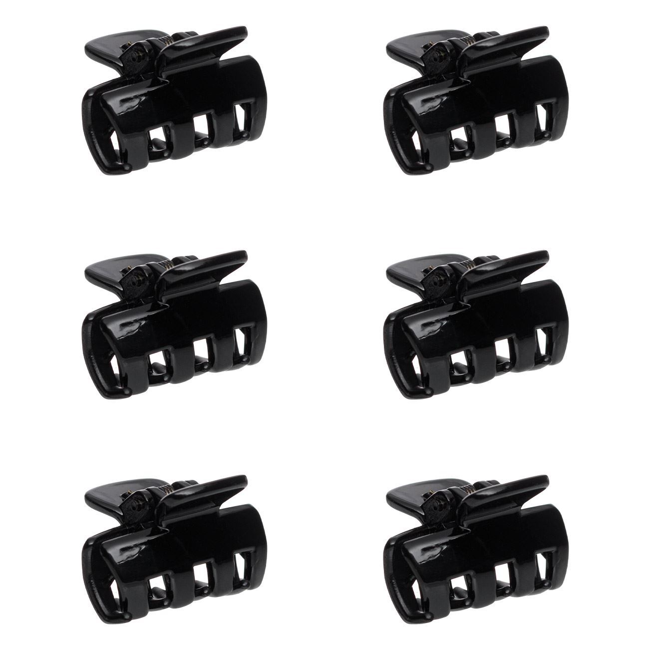 Women's Hair Clips Black Shiny 3cm - 6 pcs