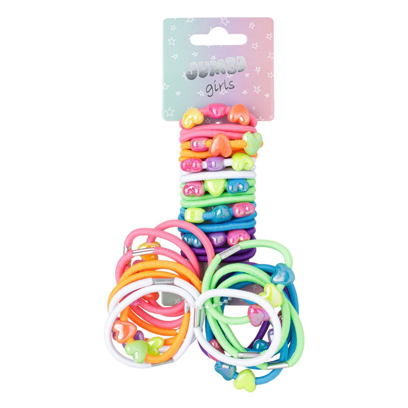 Children hair ties with hearts and colors, 32 pcs