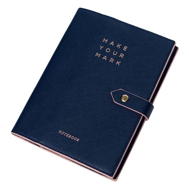 Notepad A5 Blue Rose Gold "Make your mark" with Button - 80F