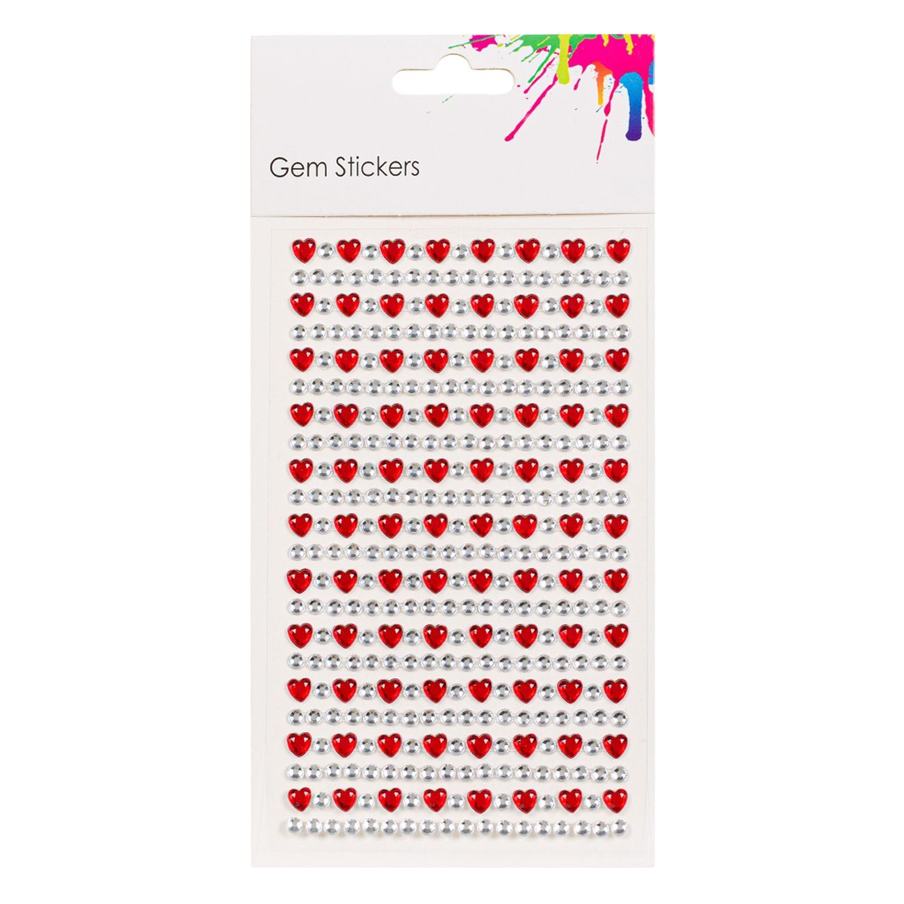 Decorative stickers, red hearts with glitter, 342 pieces 