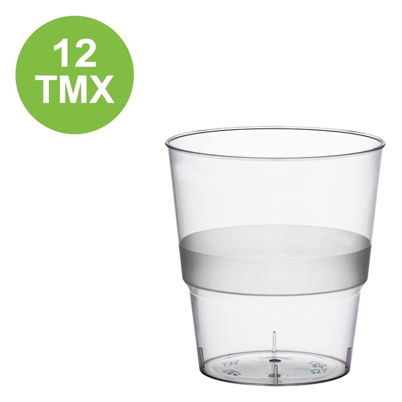 Plastic Round Transparent Reusable Cups Matte Stripe 240 ml - 12 pcs