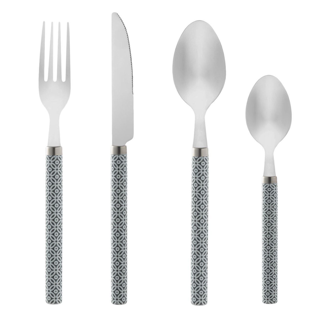 Grey fork and spoon set, 12 pcs