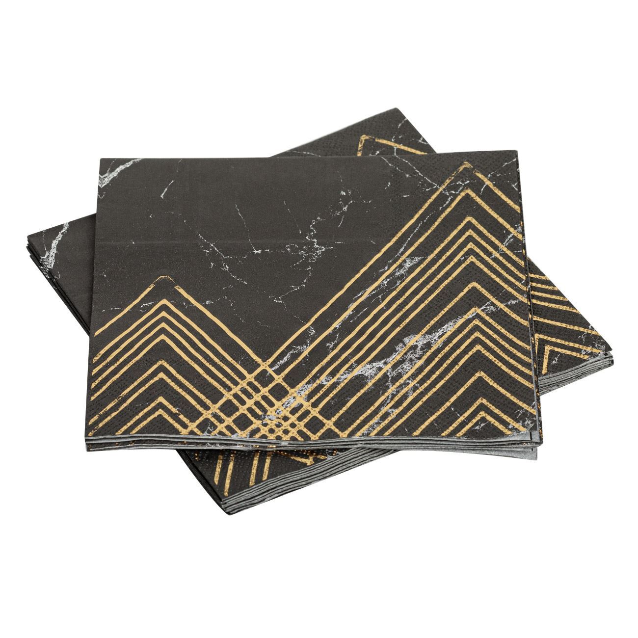 2-ply Napkins Black Marble Gold Foil 33x33 cm - 12 pcs