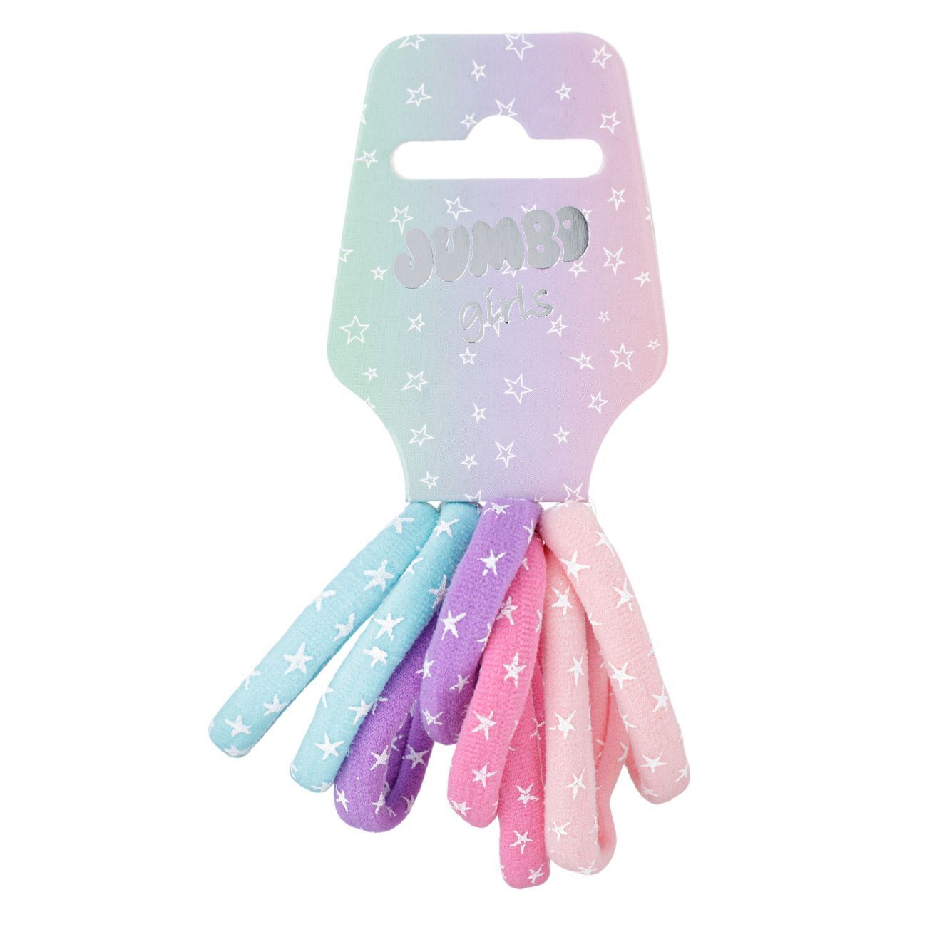 Summer Hair Ties for Kids Terry Cloth Colored Stars - 8 pcs