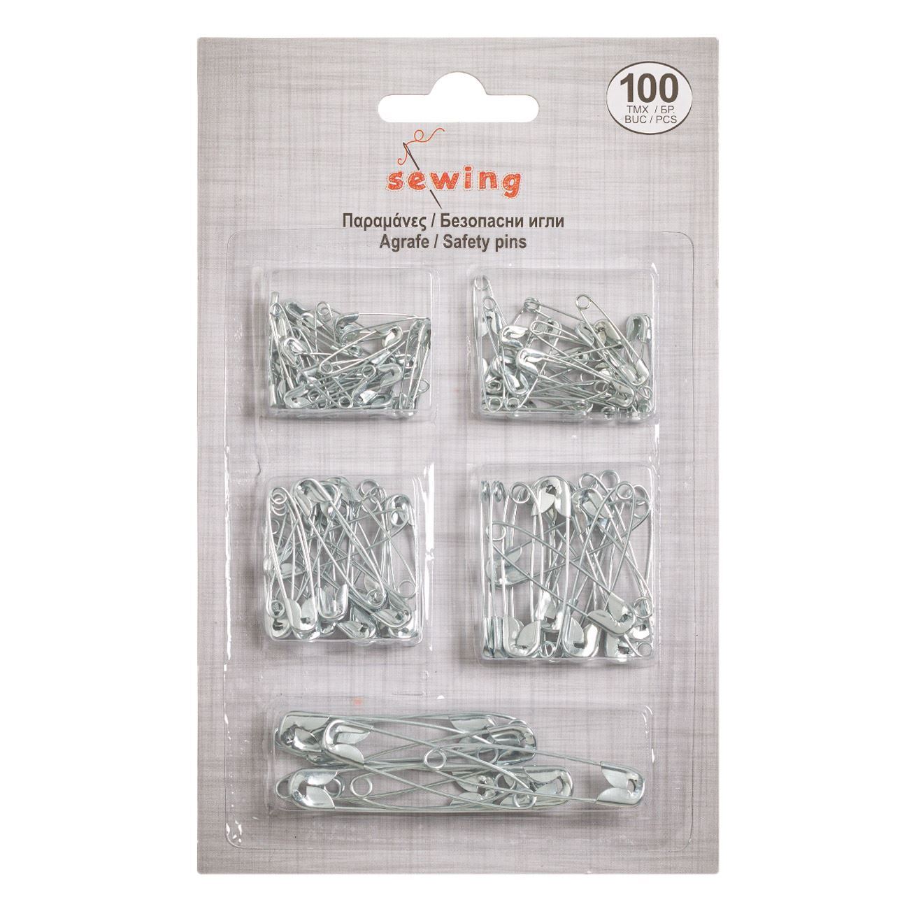 Pins in 5 different size, 100 pcs 