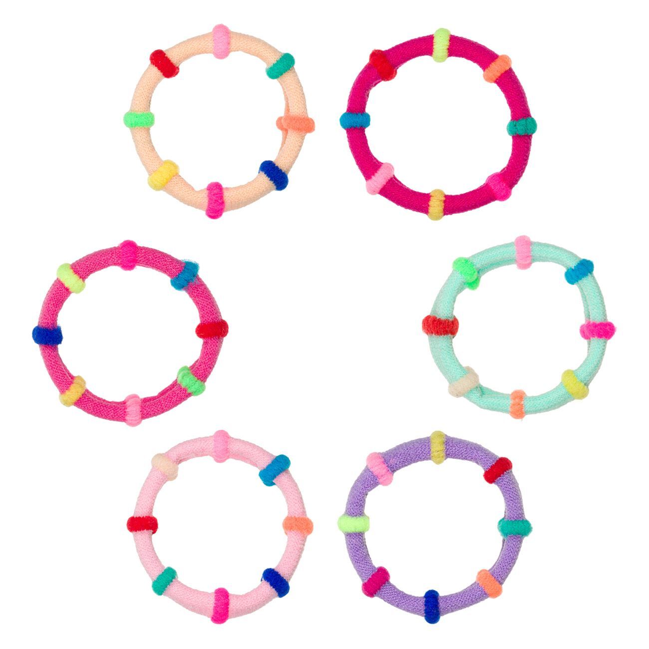 Summer Hair Ties for Kids Terry Cloth Colored Stripes - 6 pcs