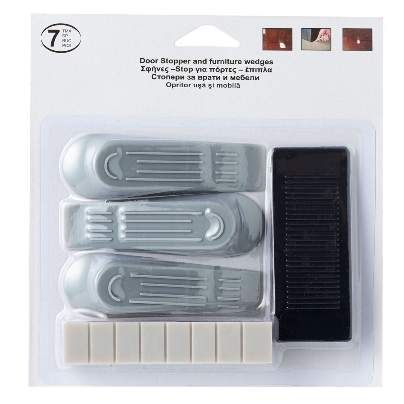 Door Wedges Gray Black Off White - 7 pcs