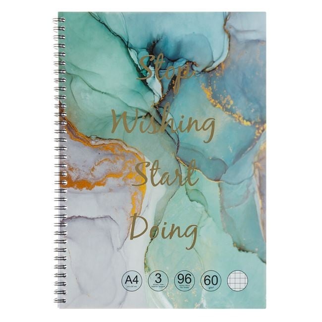 A4 mathematics notebook marble green model with 3 subjects - 96F