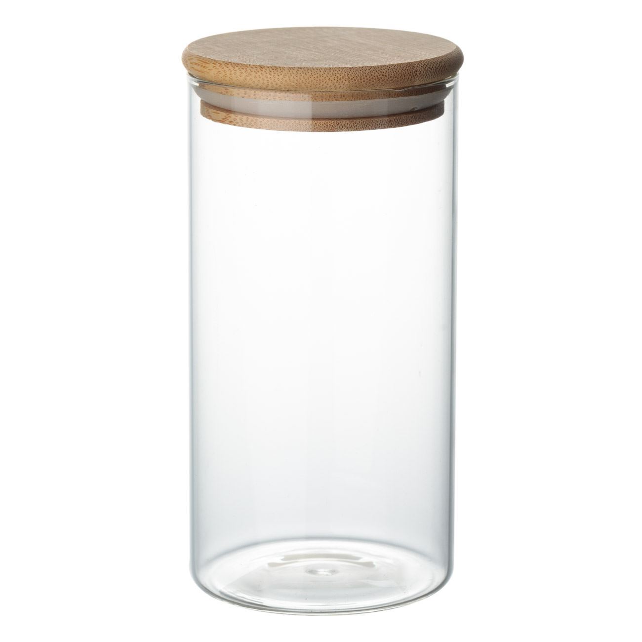 Glass Storage Jar Fireproof Transparent Bamboo Lid 750 ml