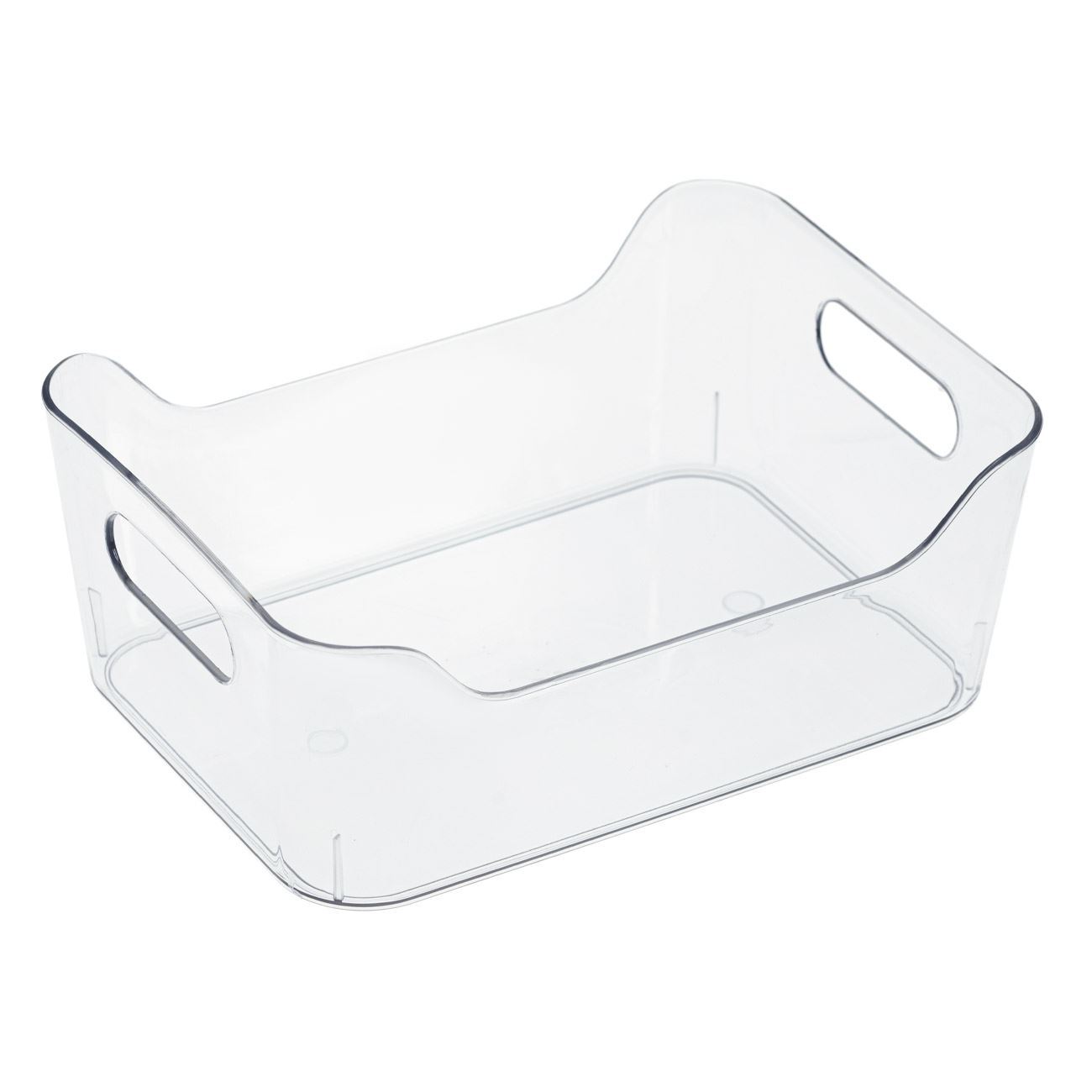 Transparent plastic storage basket with handles 1lt