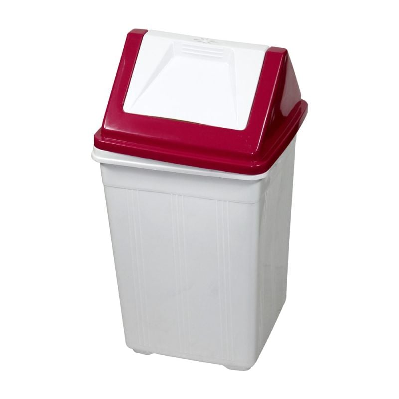 Trash can, 20 lt, PVC, white, 27x27xH48 cm