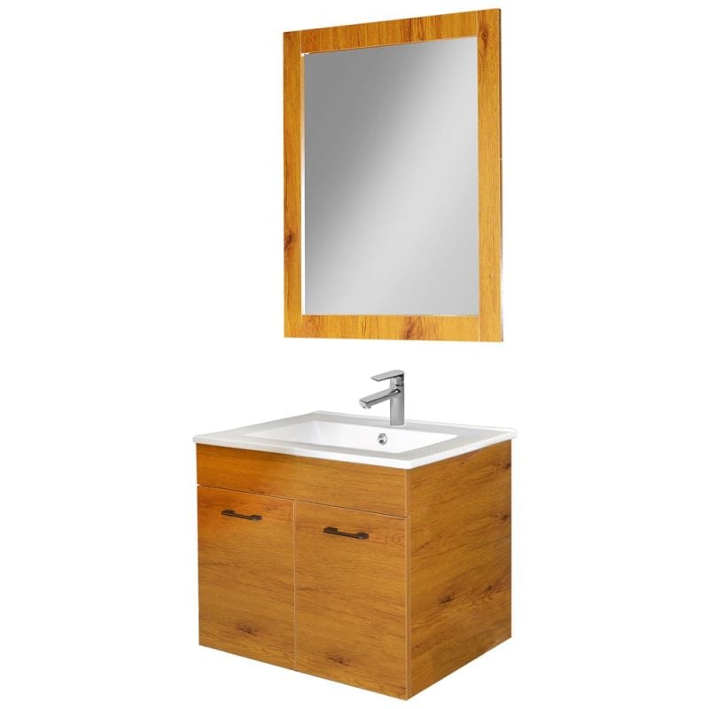 Bathroom furniture set, Vanity unit: 59x45xH48 cm; Mirror: 60x75 cm; Washbasin: 60.5x47xH17.5 cm