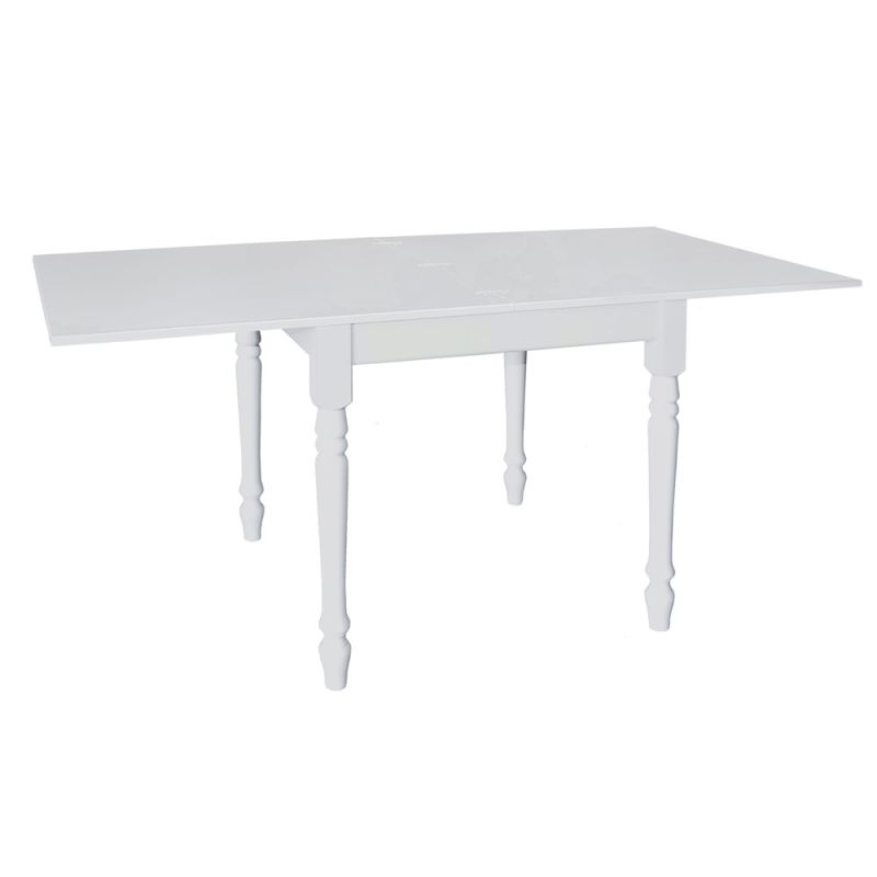 Dining Table with Book-Style Opening Wood White 80-160x80xH78 cm