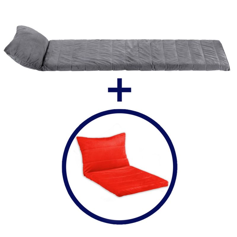 Dormeo offer sofa with pillow 55x190 cm gray, free red 55x140 cm