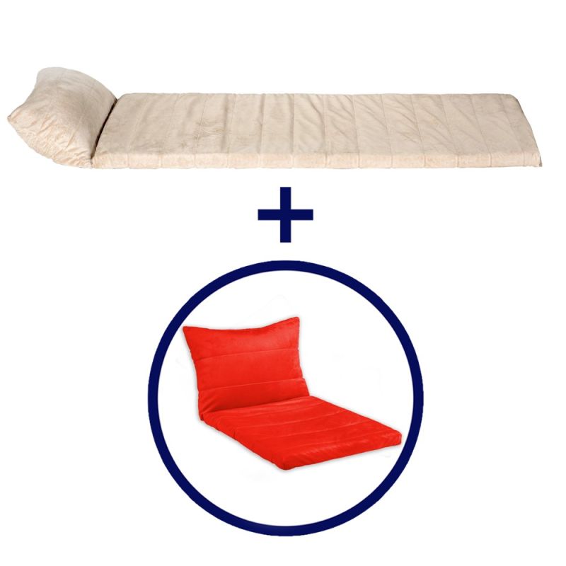 "Dormeo" sofa set with pillow 55x190 cm beige, free red size 55x140 cm