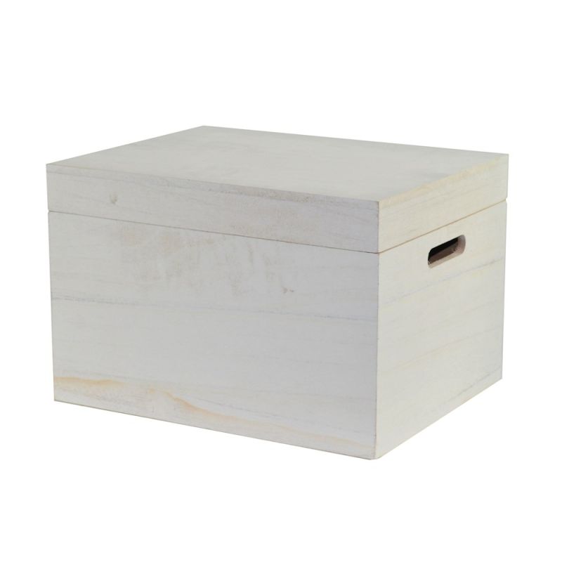 Storage box, wood, white, 38x30xH25 cm