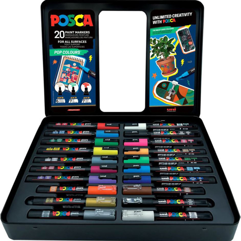 Uni Marker Posca Gift Set in Metal Box 20 pcs