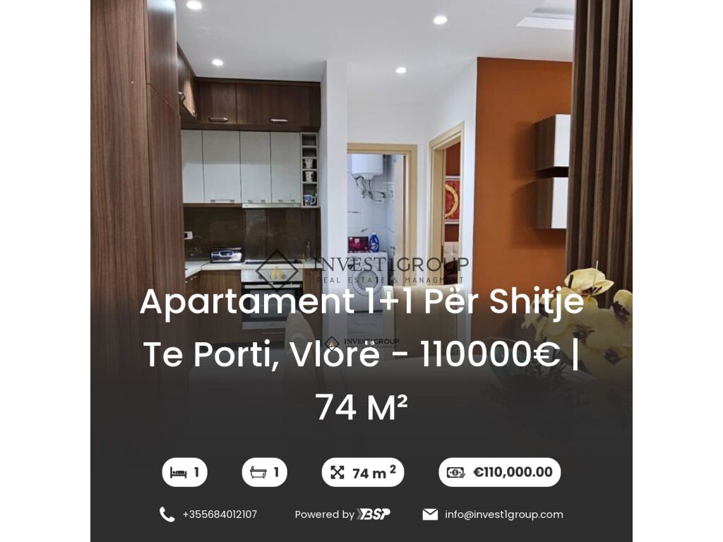 1+1 Apartment for sale at Porti, Vlorë - 110000€ | 74 m²